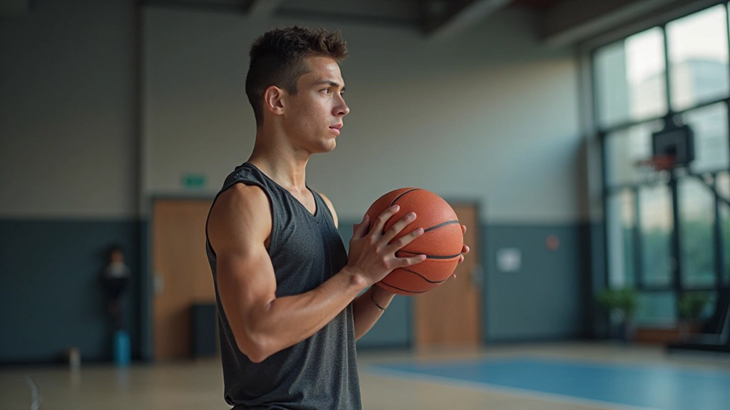Young basketball player performing conditioning exercises in professional training facility