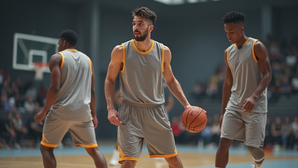 Defensive positioning demonstration during basketball training drill
