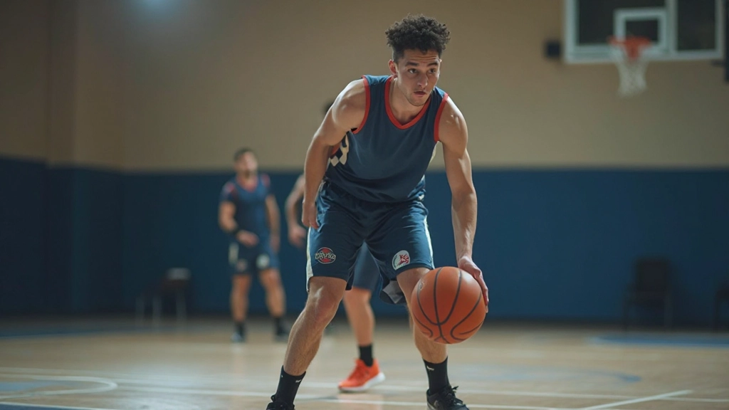Young basketball player practicing ball handling and dribbling techniques
